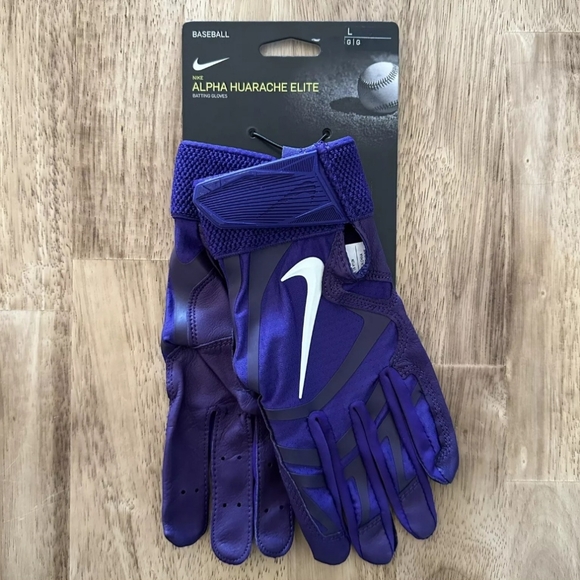 Nike Alpha Huarache Elite Batting Gloves Baseball Mens Purple CV0696-552 - Picture 1 of 3